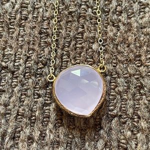 Rose quartz with gold plate over sterling silver chain